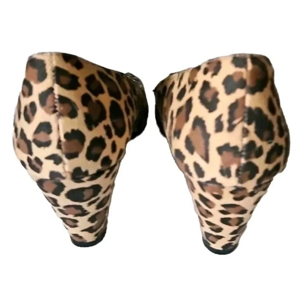 Candies Tarraa Leopard Wedge Heel Slip-on Shoe Peep Toe Women's Size 6.5 M‎